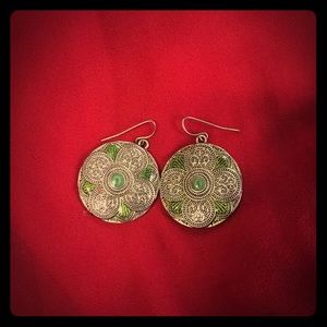 LOTUS FLOWER GOLD & GREEN EARRINGS